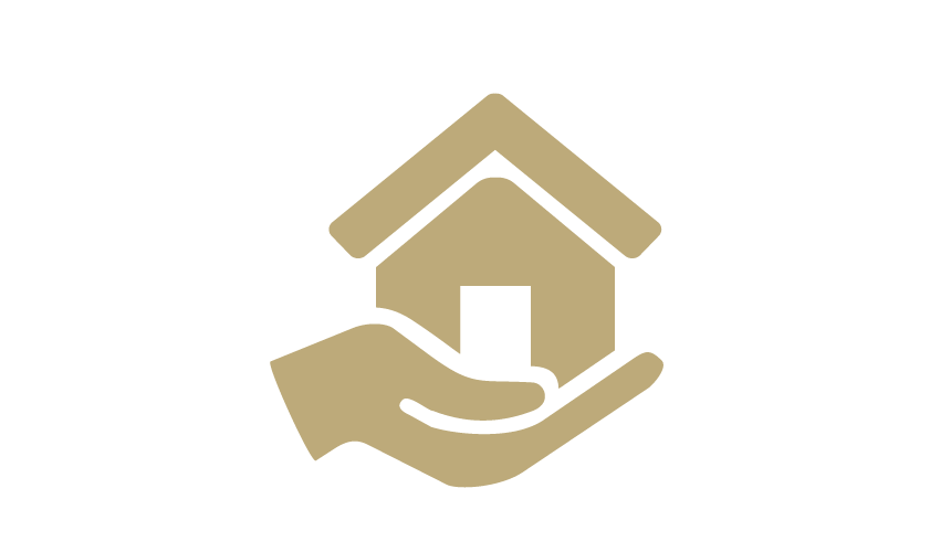 Hand hält Haus